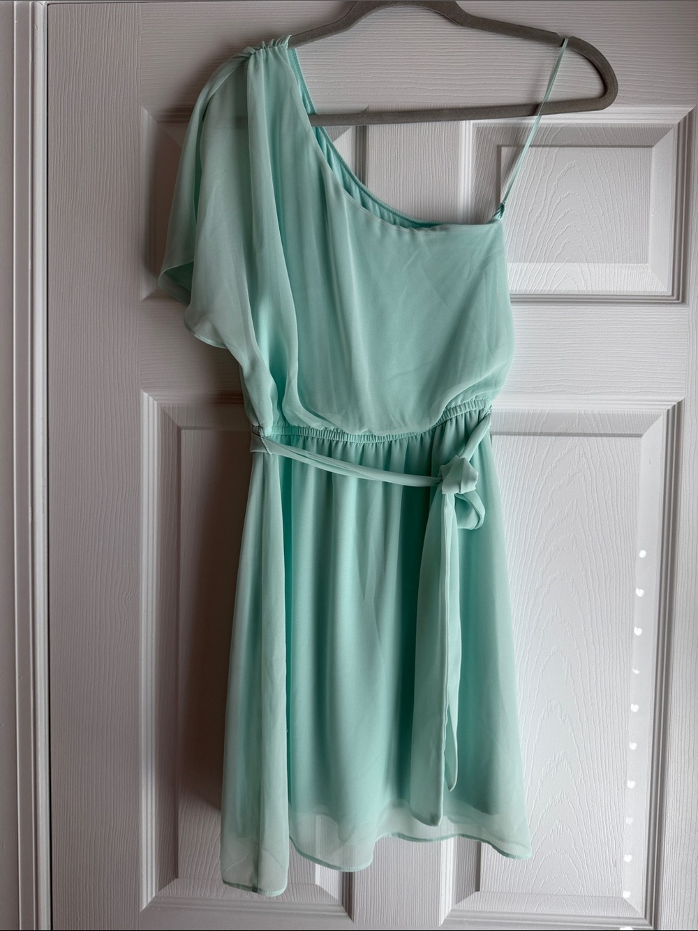 Express Mint One-Shoulder Chiffon Dress